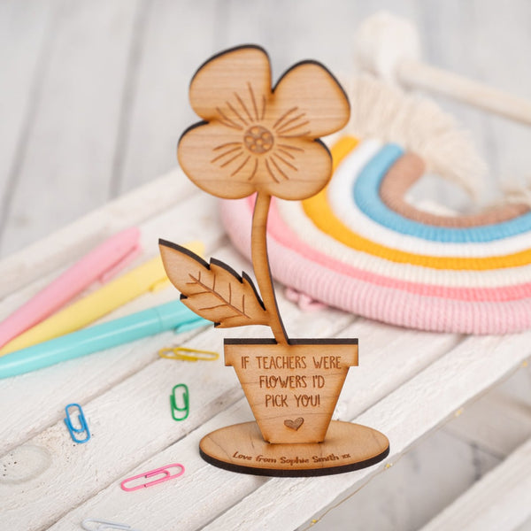 Personalised Wooden Teacher Flower Pot