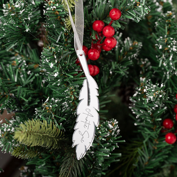 Mirrored Silver Memory Feather Bauble