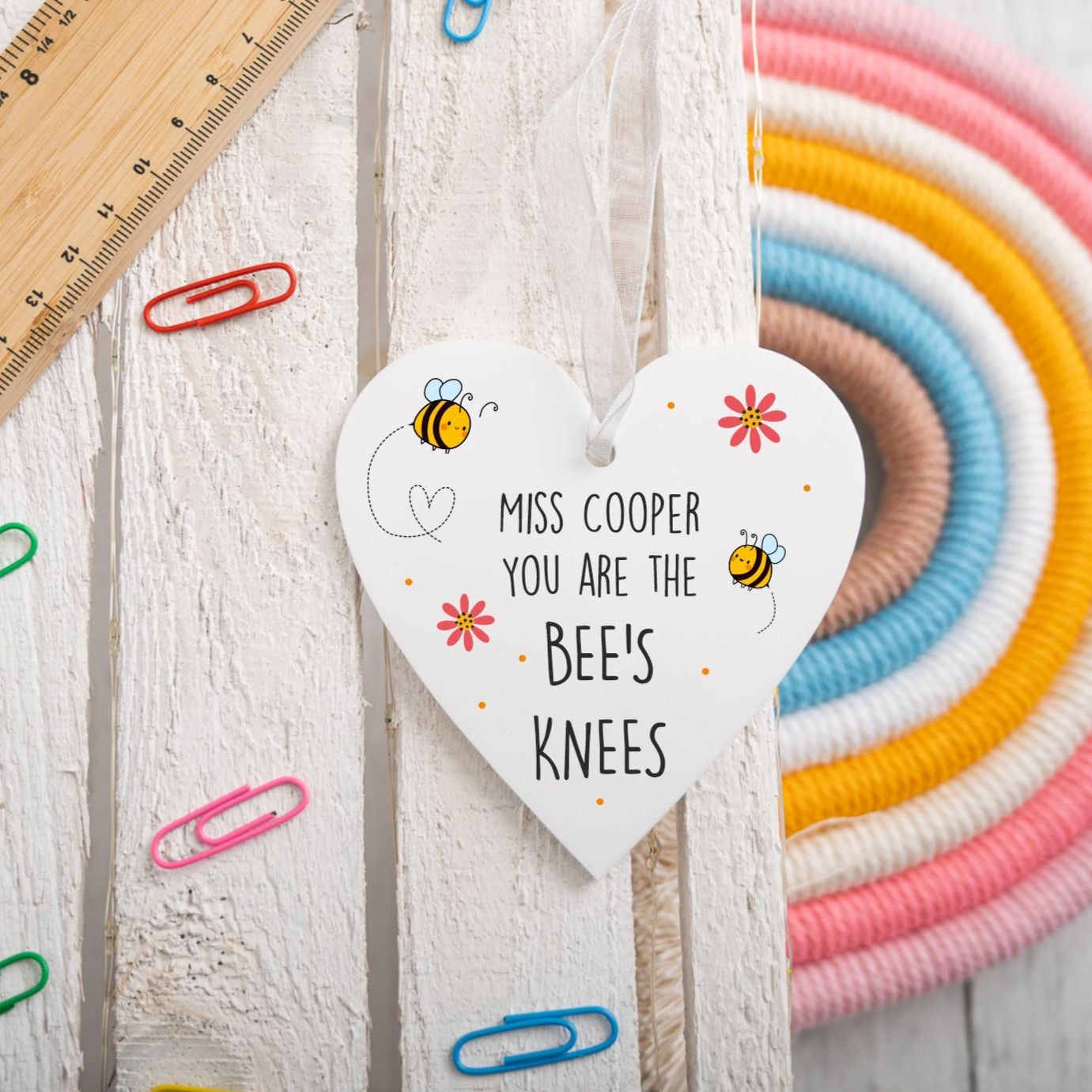 Bee's Knees Personalised Hanging Heart