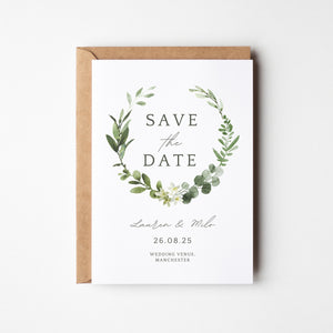 Personalised Eucalyptus Crest Save the Dates