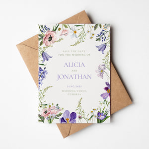 Personalised Wild Flower Save the Dates