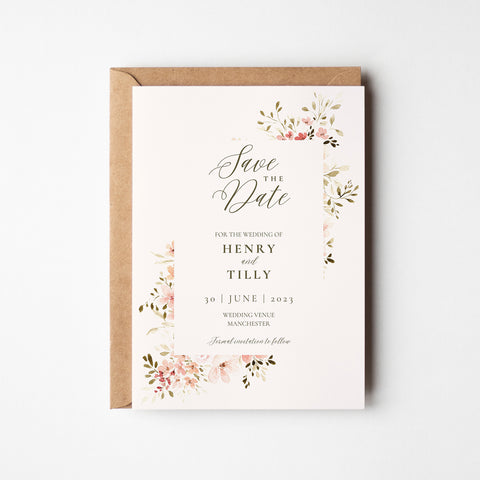 Personalised Watercolour Floral Save the Dates