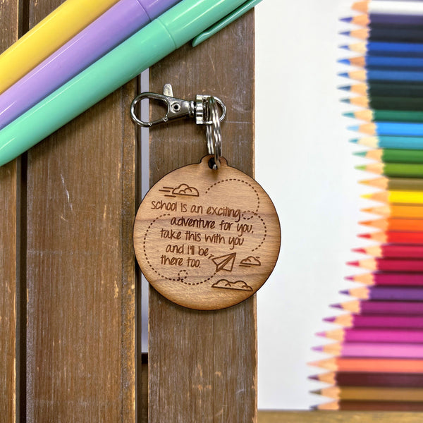 School is Exciting Wooden Bag Tag
