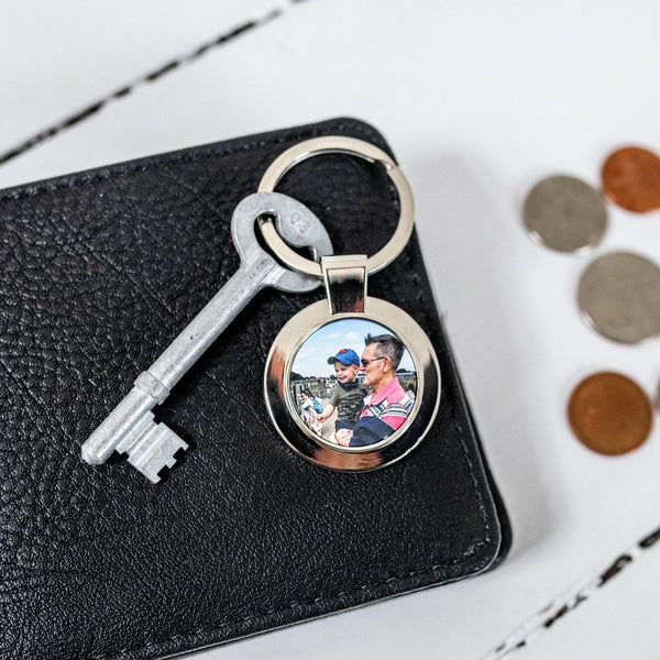 Round Metal Photo Keyring