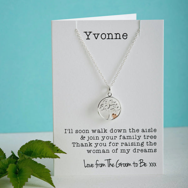 Mother of the Bride or Groom Silver & Rose Gold Tree Pendant