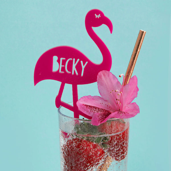 Personalised Flamingo Drink Stirrer