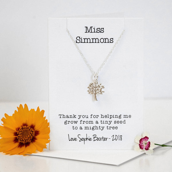 Teacher Sterling Silver Tree Necklace
