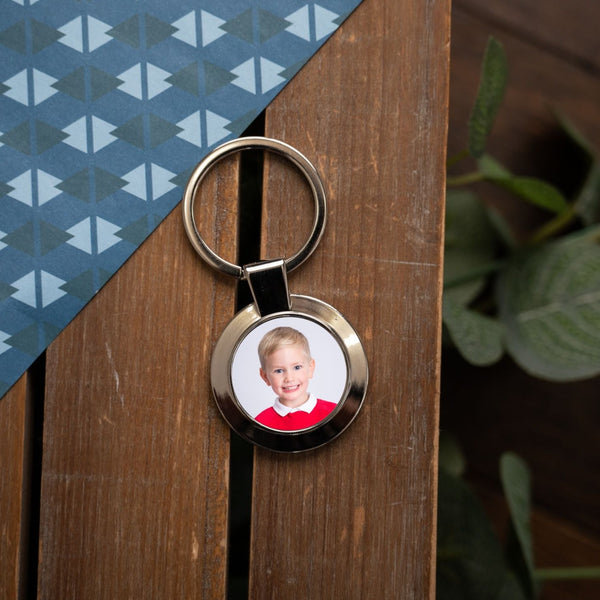 Round Metal Photo Keyring