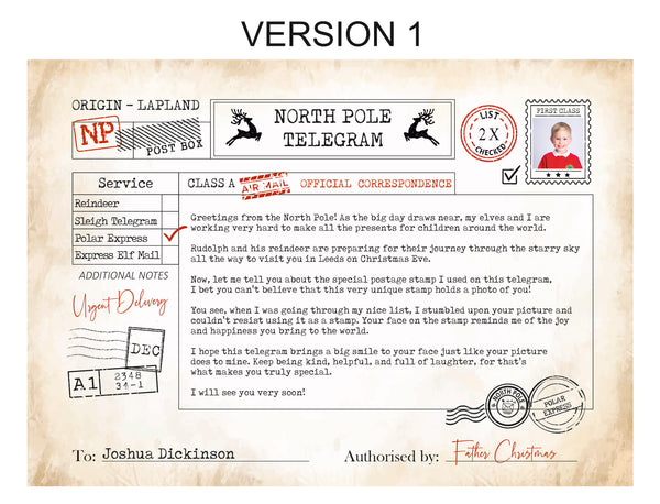 Telegram From The North Pole with Special Stamp