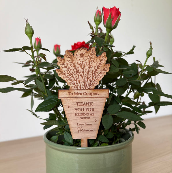 Wooden Personalised Teacher Plant Marker