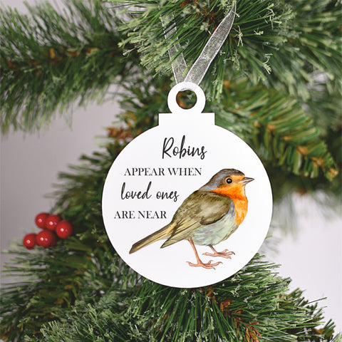 When Robins Appear Memory Acrylic Bauble