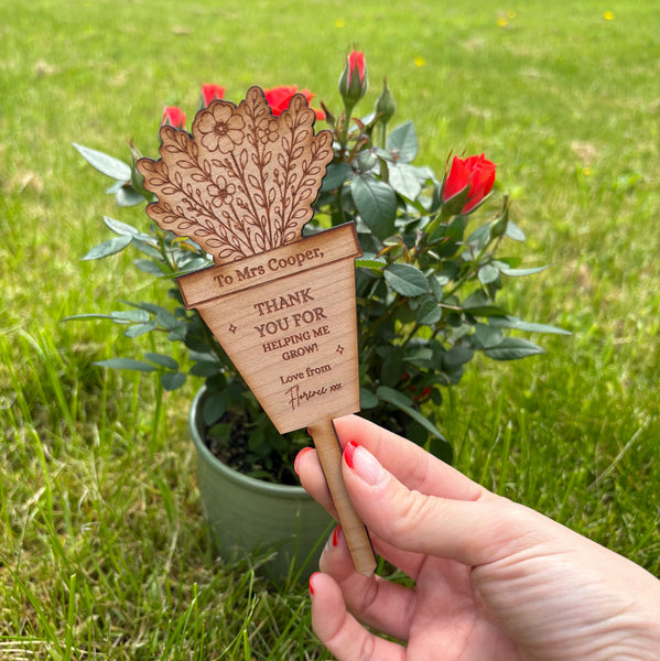 Wooden Personalised Teacher Plant Marker