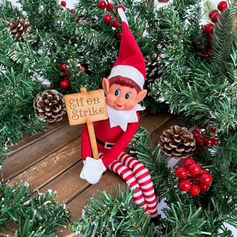 Elf on Strike Wooden Sign