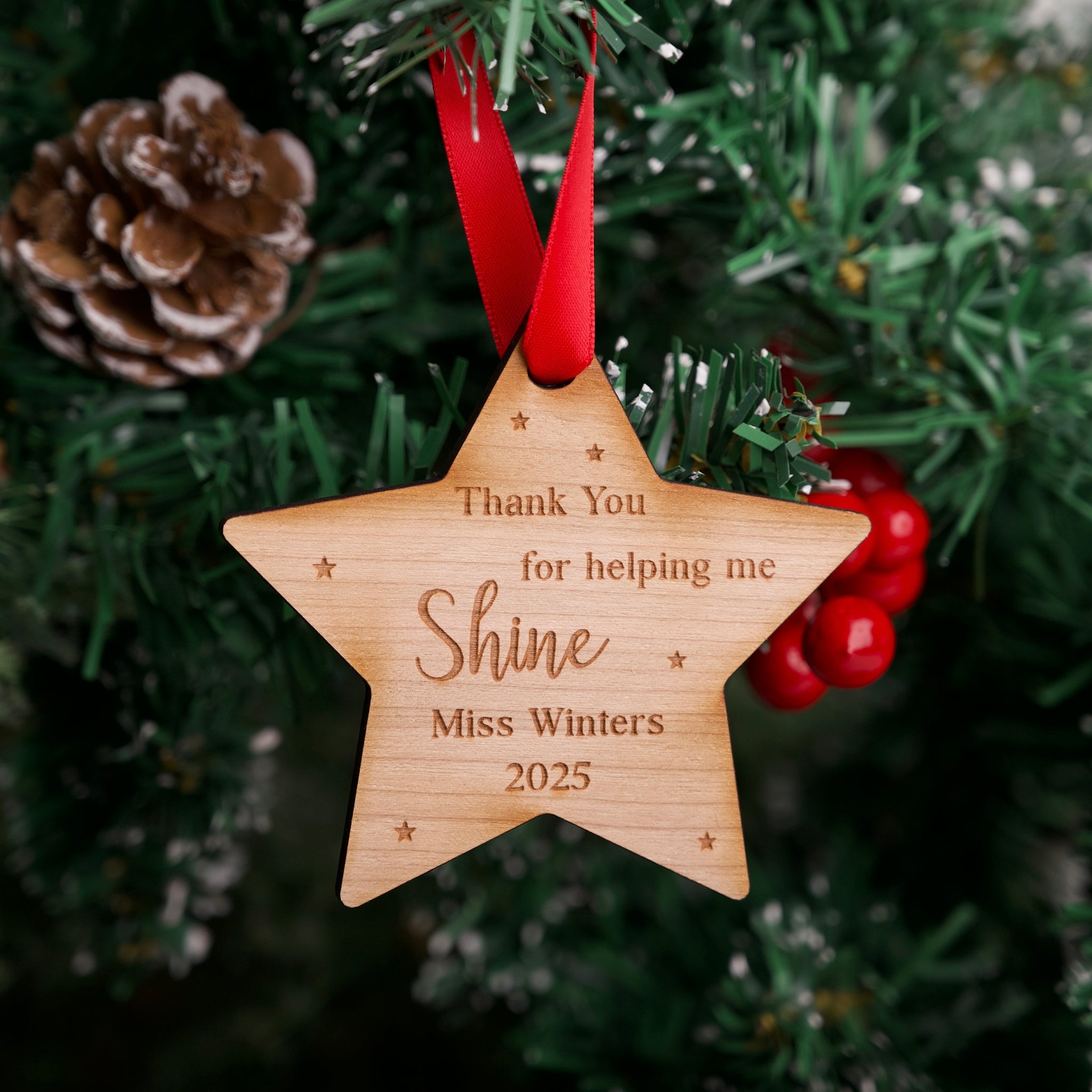 Helping me Shine Teacher Star Wooden Decoration
