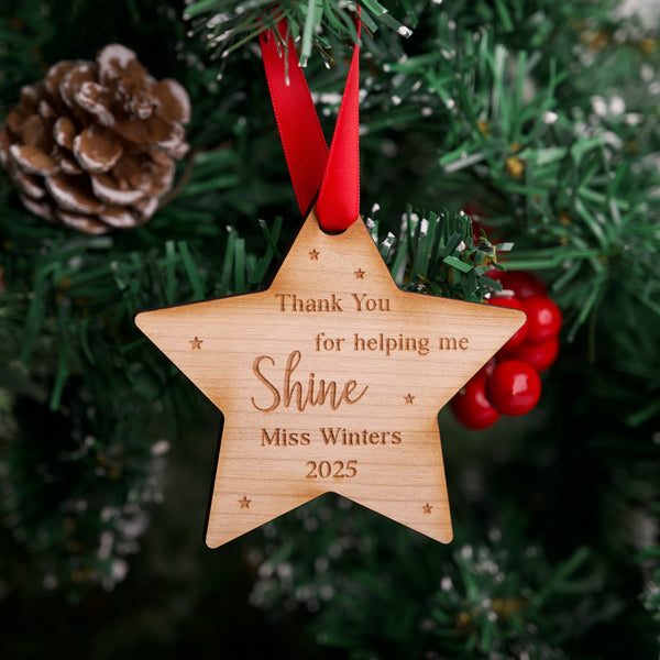 Helping me Shine Teacher Star Wooden Decoration