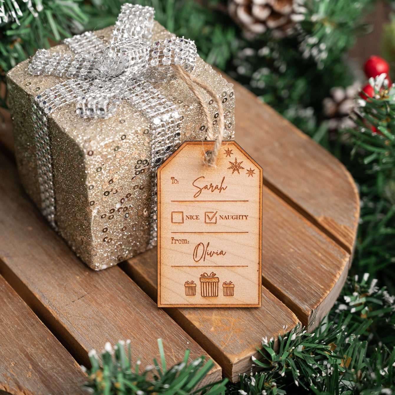 Naughty or Nice Personalised Gift Tag