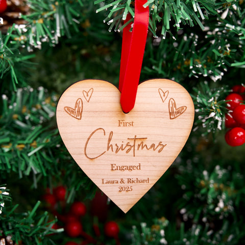 First Christmas Engaged Heart Tree Decoration