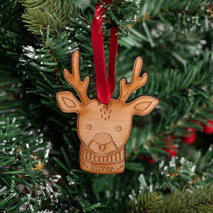 Wooden Reindeer Personalised Tree Decoration
