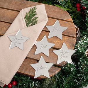 Silver Acrylic Christmas Star Place Name/Gift Tag