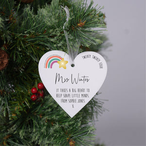 Personalised It Takes A Big Heart Christmas Rainbow Hanging Heart