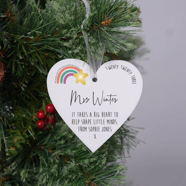 Personalised It Takes A Big Heart Christmas Rainbow Hanging Heart