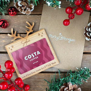 Personalised Reindeer Wooden Gift Card Plaque