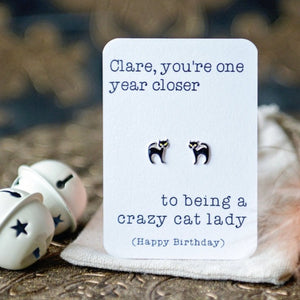 Crazy Cat Lady Black Earrings