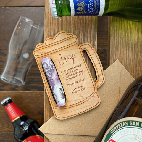 Personalised Beer Birthday Money Holder