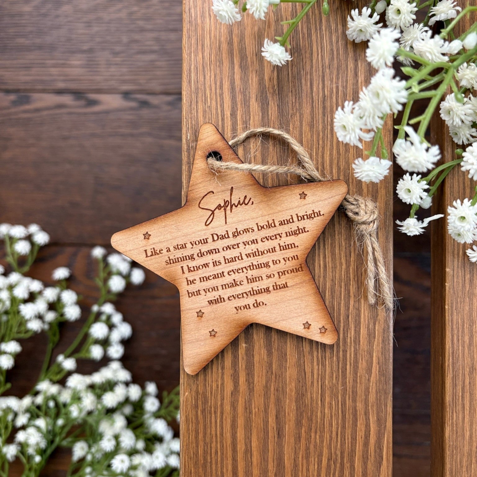 Personalised Father's Day Wooden Memory Star