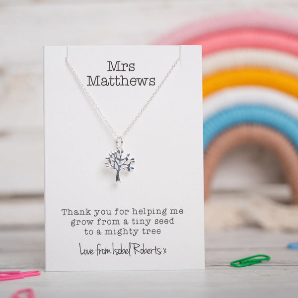 Teacher Sterling Silver Tree Necklace