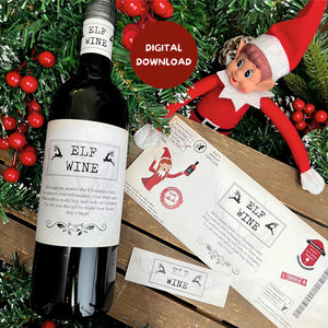 DIGITAL DOWNLOAD - Elf Wine Bottle Label - FOR ADULTS