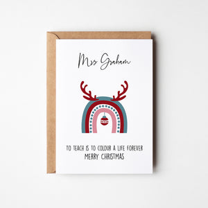 Rainbow Reindeer Teacher Card