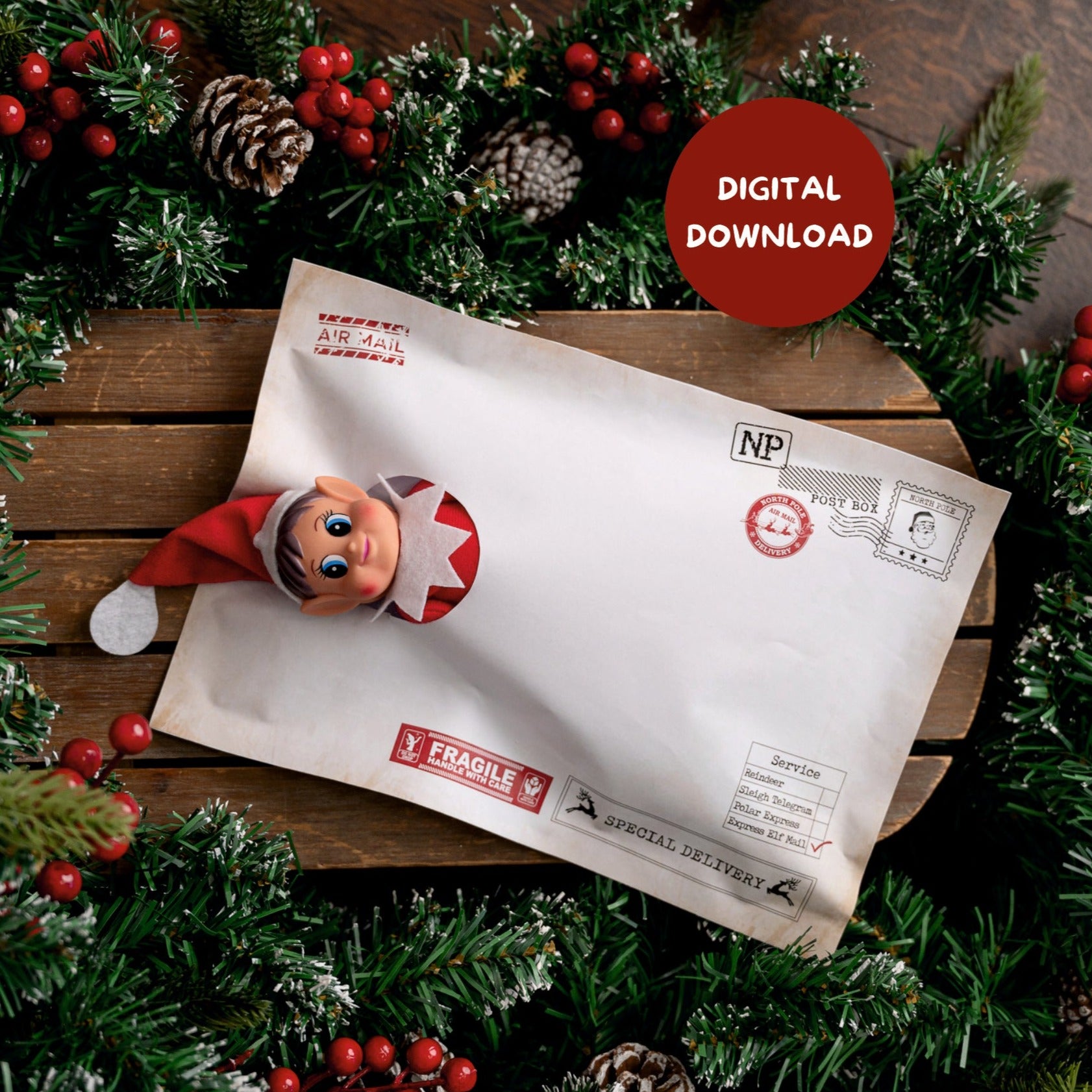 DIGITAL DOWNLOAD - Elf Arrival Envelope