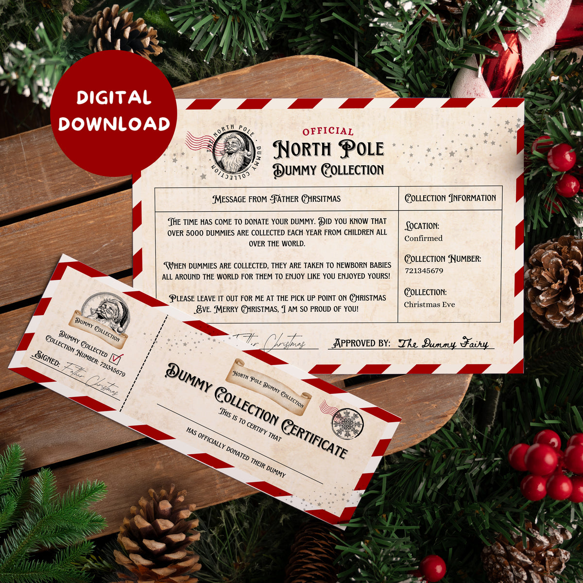 DIGITAL DOWNLOAD - Dummy Collection Notice from Father Christmas ...