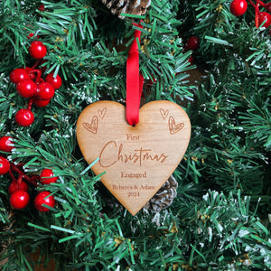 First Christmas Engaged Heart Tree Decoration