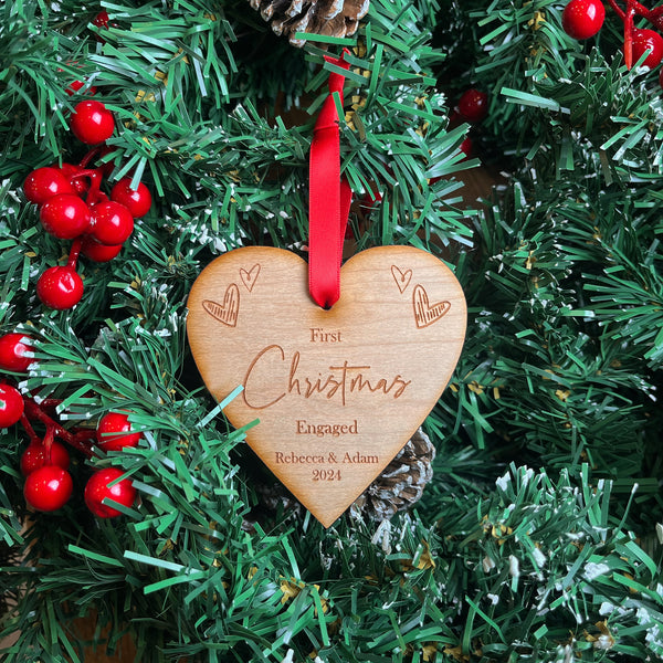 First Christmas Engaged Heart Tree Decoration