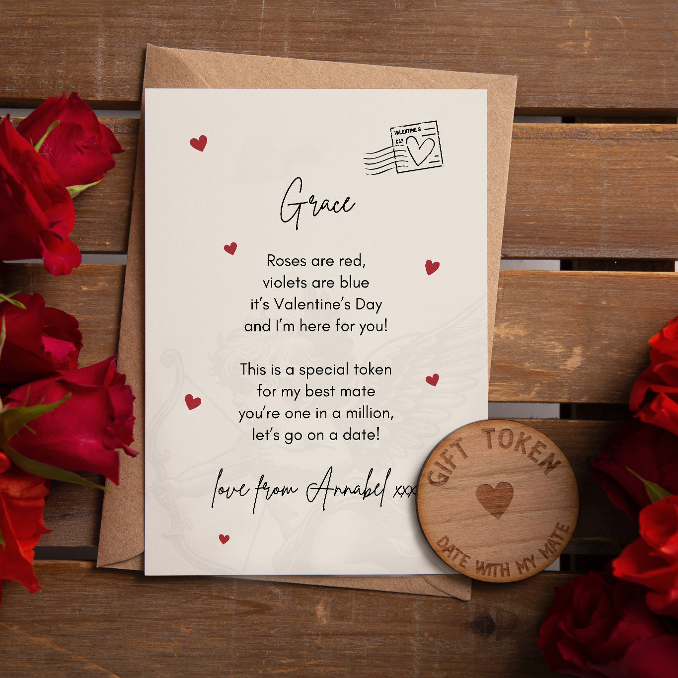 Galentine Wooden Gift Token Date with My Mate