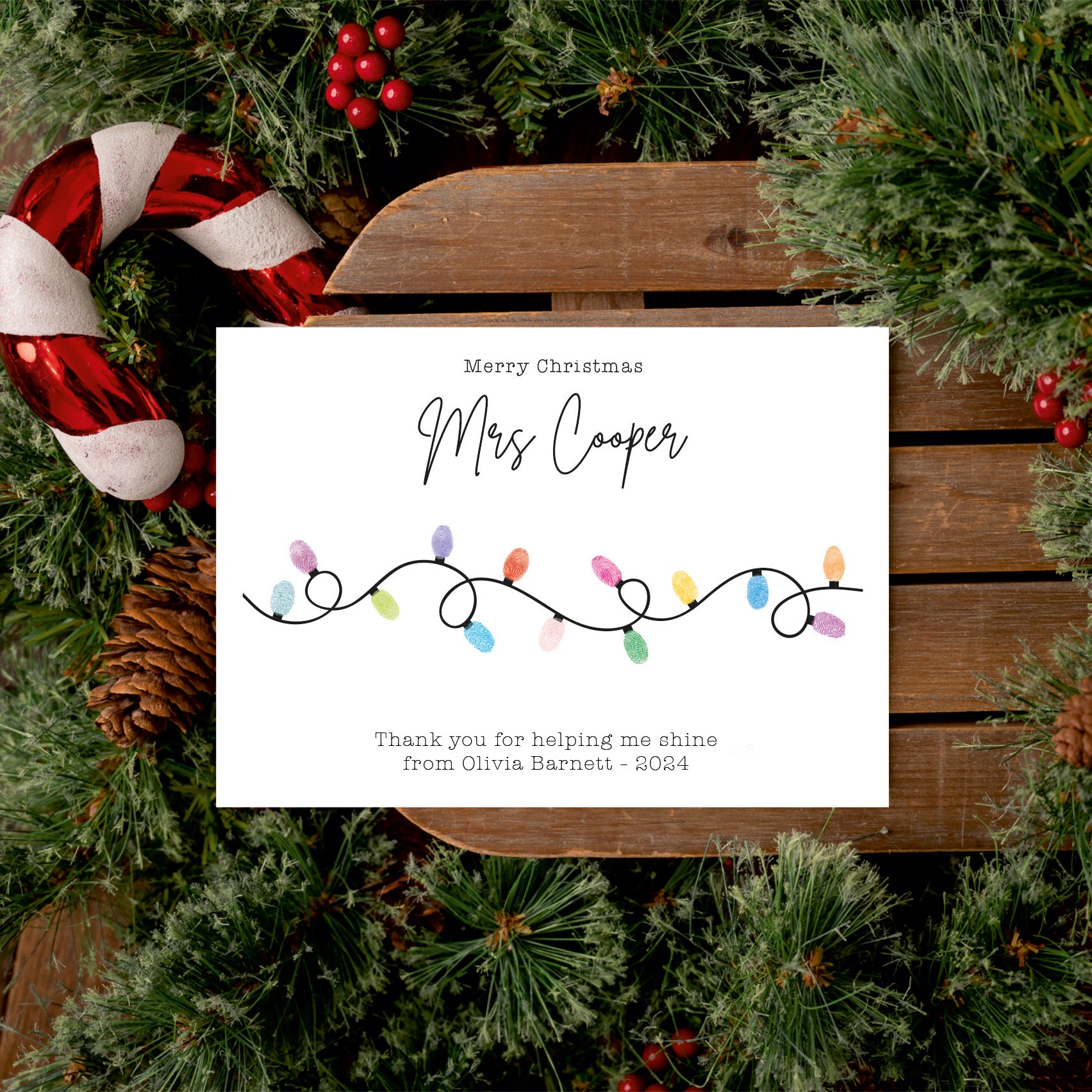 Christmas Lights Fingerprint Teacher Print