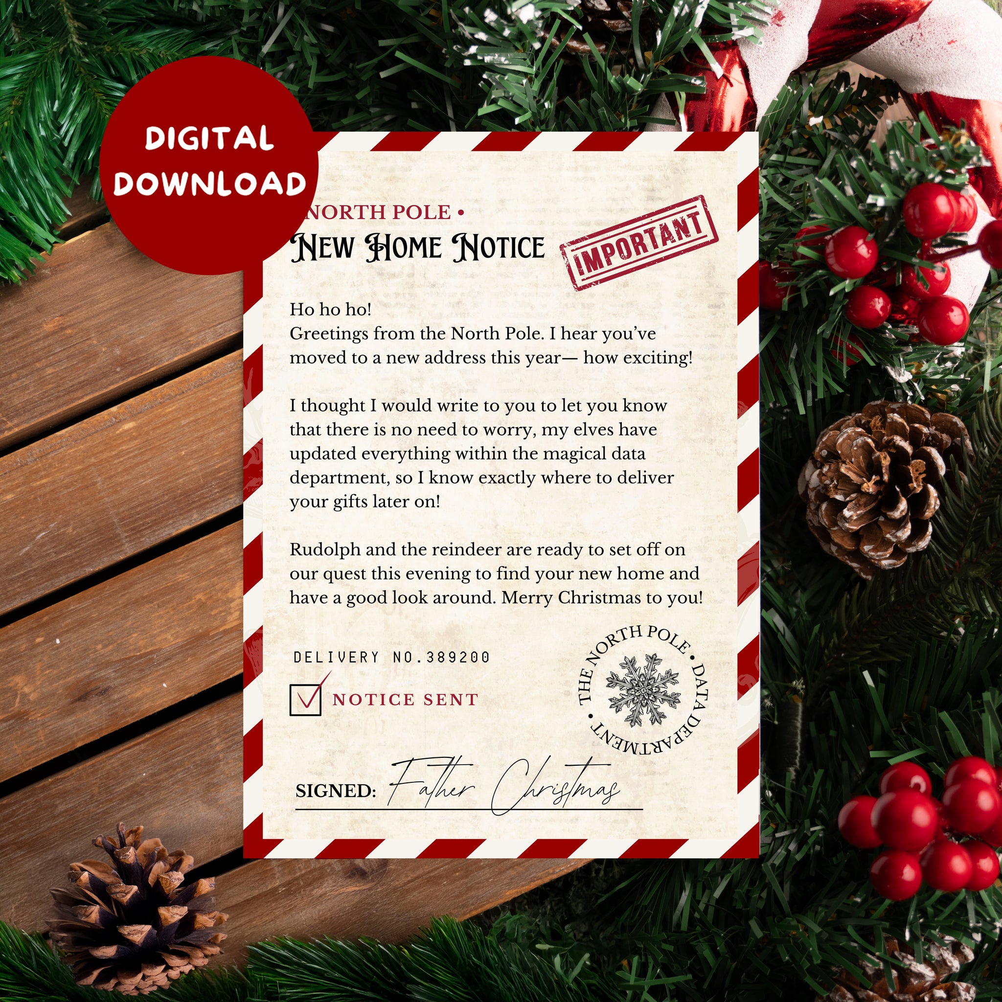 DIGITAL DOWNLOAD - North Pole Data Notice - New Home