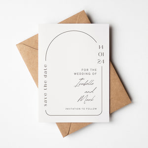 Personalised Minimal Arch Save the Dates