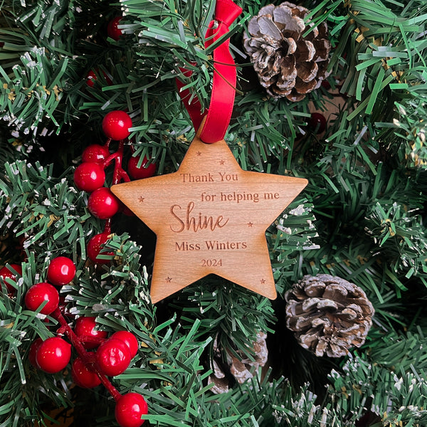 Helping me Shine Teacher Star Wooden Decoration