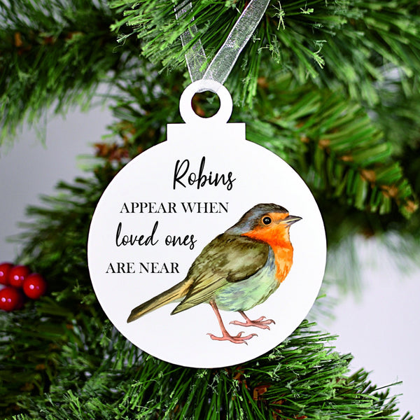When Robins Appear Memory Acrylic Bauble