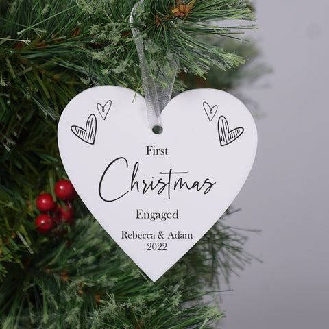 First Christmas Engaged Heart Tree Decoration