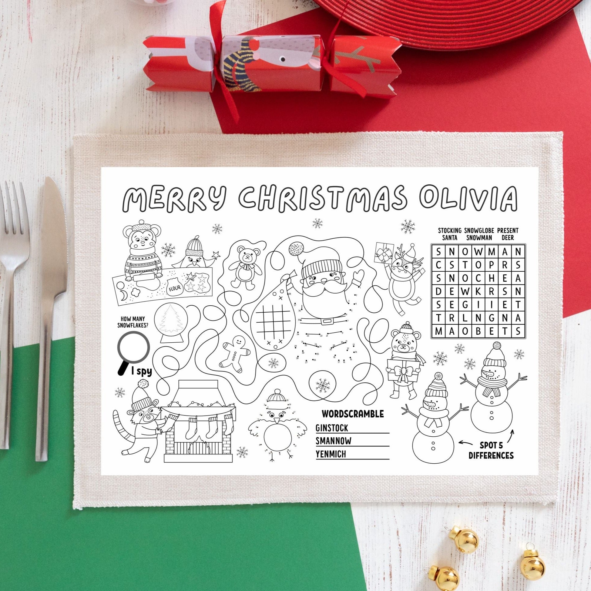 DIGITAL DOWNLOAD CHRISTMAS ACTIVITY PLACEMAT 1