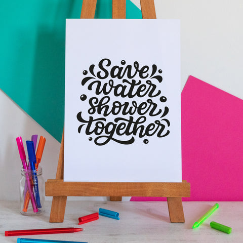Save Water Shower Together Bathroom Print