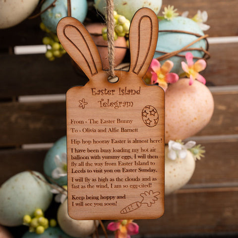 Wooden Telegram from the Easter Bunny