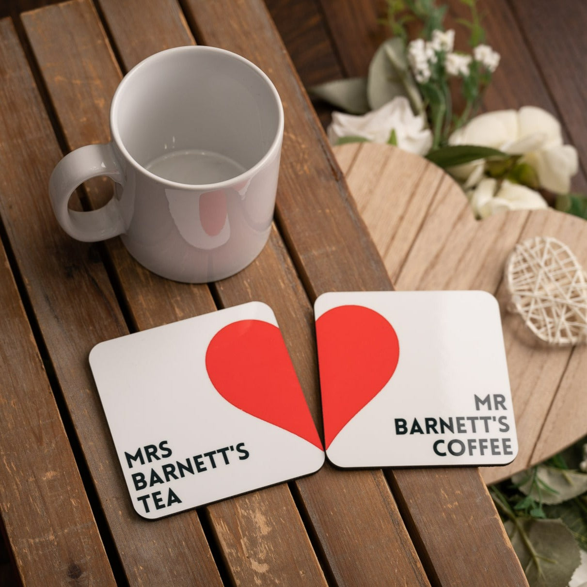 Mr and Mrs Heart Coasters