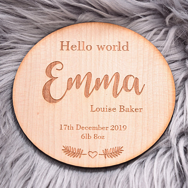 Hello World Baby Name Announcement Disc
