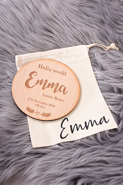 Hello World Baby Name Announcement Disc