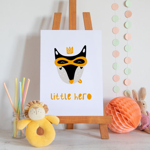 Little Hero Scandi Style Nursery Print